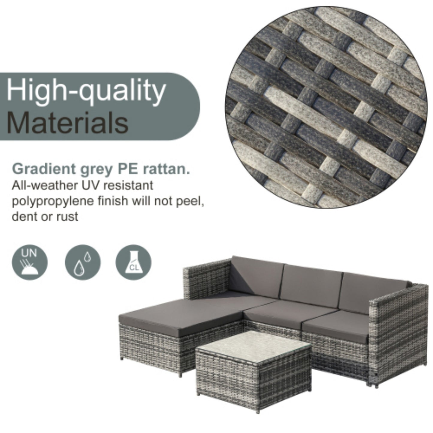 Garden Corner Sofa Rattan Garden Furniture Patio Set Garden Entertaining Set Garden Rattan Furniture Lounge Set,Grey