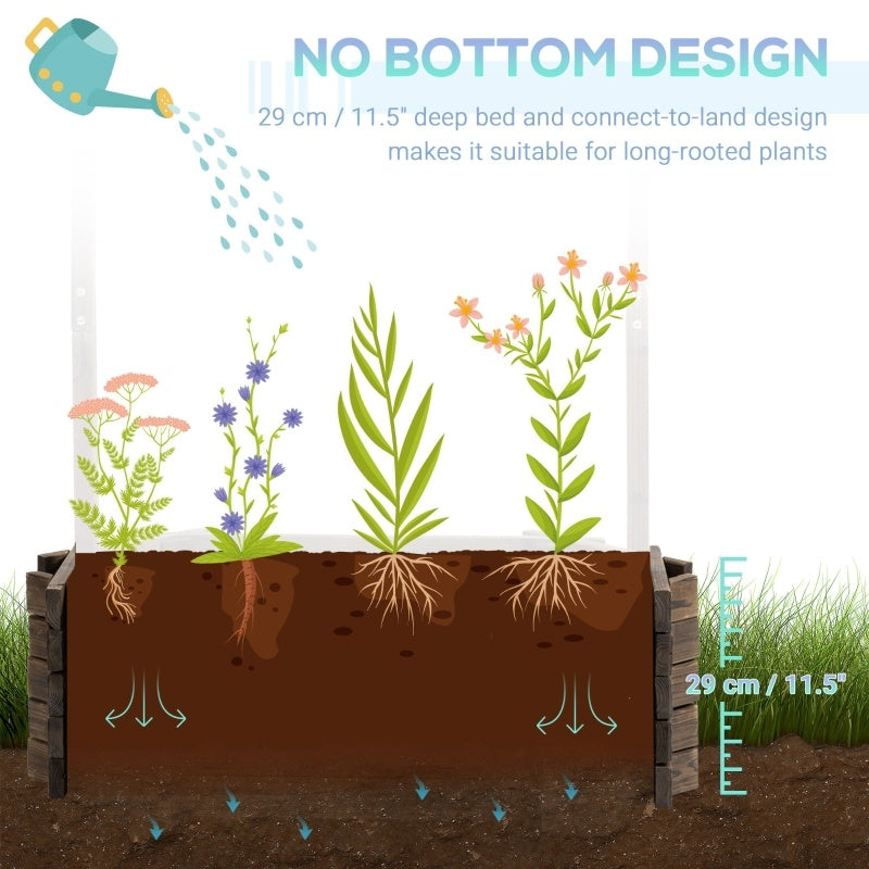 Wishing Well Planter, Wooden Raised Garden Bed, Ornamental Outdoor Flower Planter For Outdoor Garden