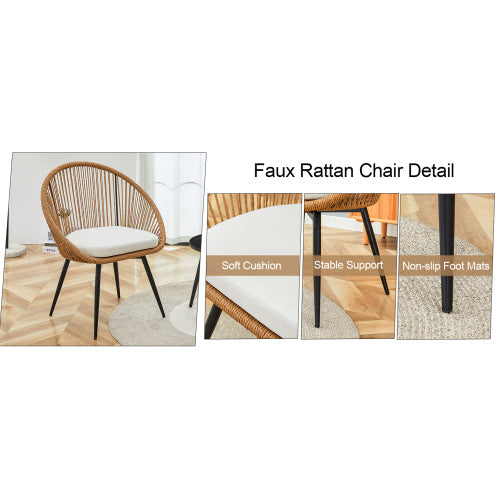 Modern 3 Piece Set17.7 Anti Spill Round Coffee Table 2 Rattan Swivel Chairs Outdoor Patio Furniture For Tea Time.Suitable For Various Outdoor Venues.3 Piece Set Packaged As A Single Package
