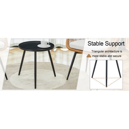 Modern 3 Piece Set17.7 Anti Spill Round Coffee Table 2 Rattan Swivel Chairs Outdoor Patio Furniture For Tea Time.Suitable For Various Outdoor Venues.3 Piece Set Packaged As A Single Package