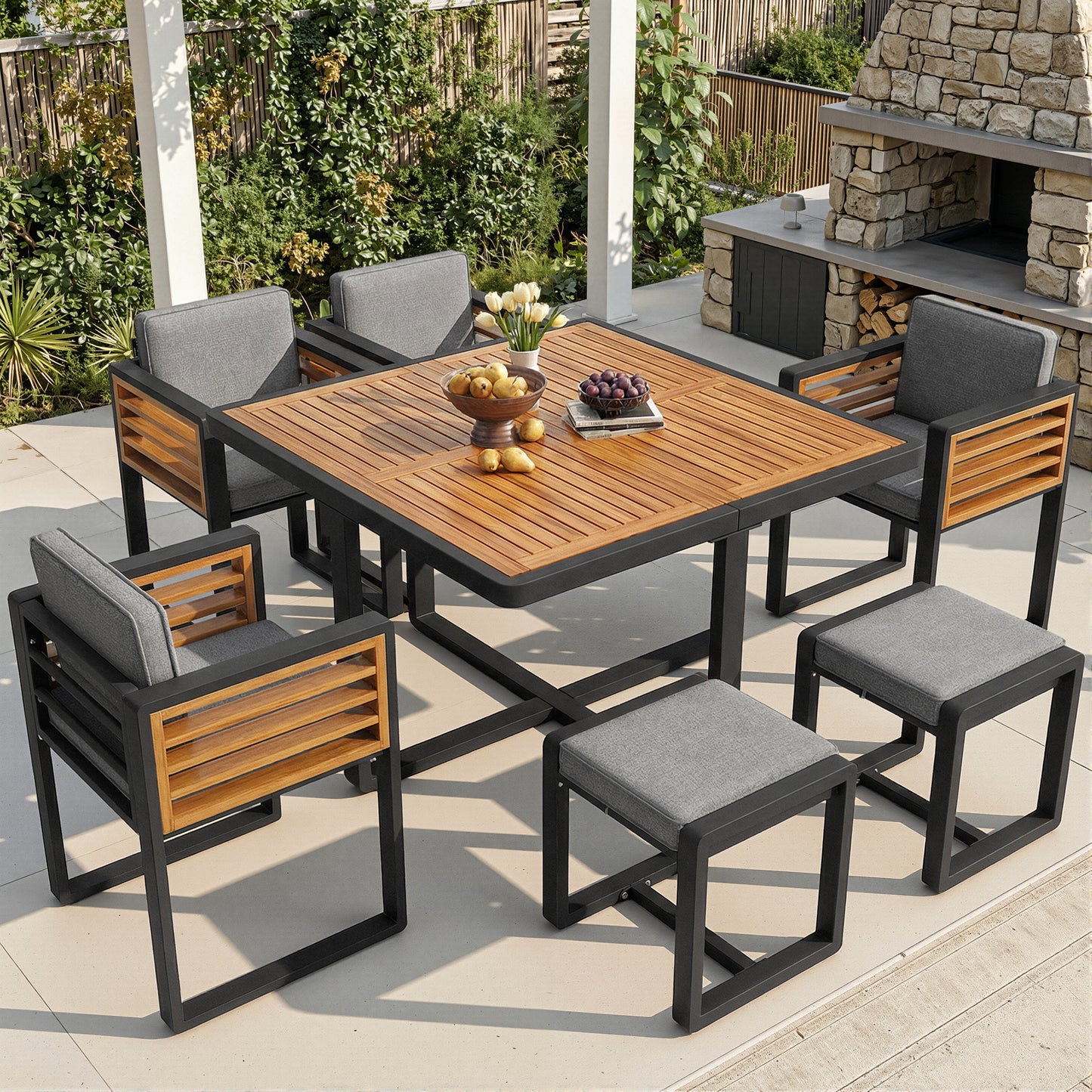 Garden Furniture Set, Garden Lounge Seating Group With 6 Chairs And Table, Patio Furniture Balcony Furniture Set For 6 People, Garden Furniture Set Dining Set, Garden Sofa Set, High Quality Solid Wood