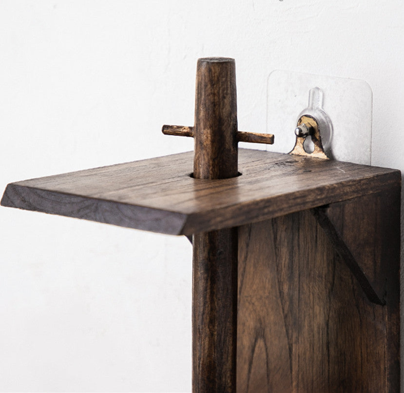 Solid Wood Retro Toilet Creative Roll Paper Holder
