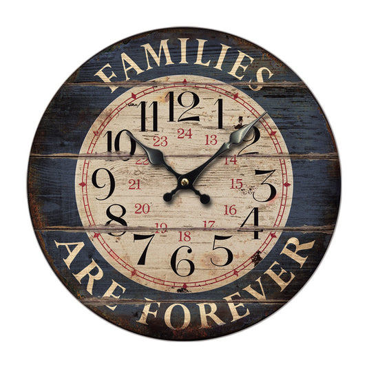 Creative Wood Grain Color Wall Clock In Living Room