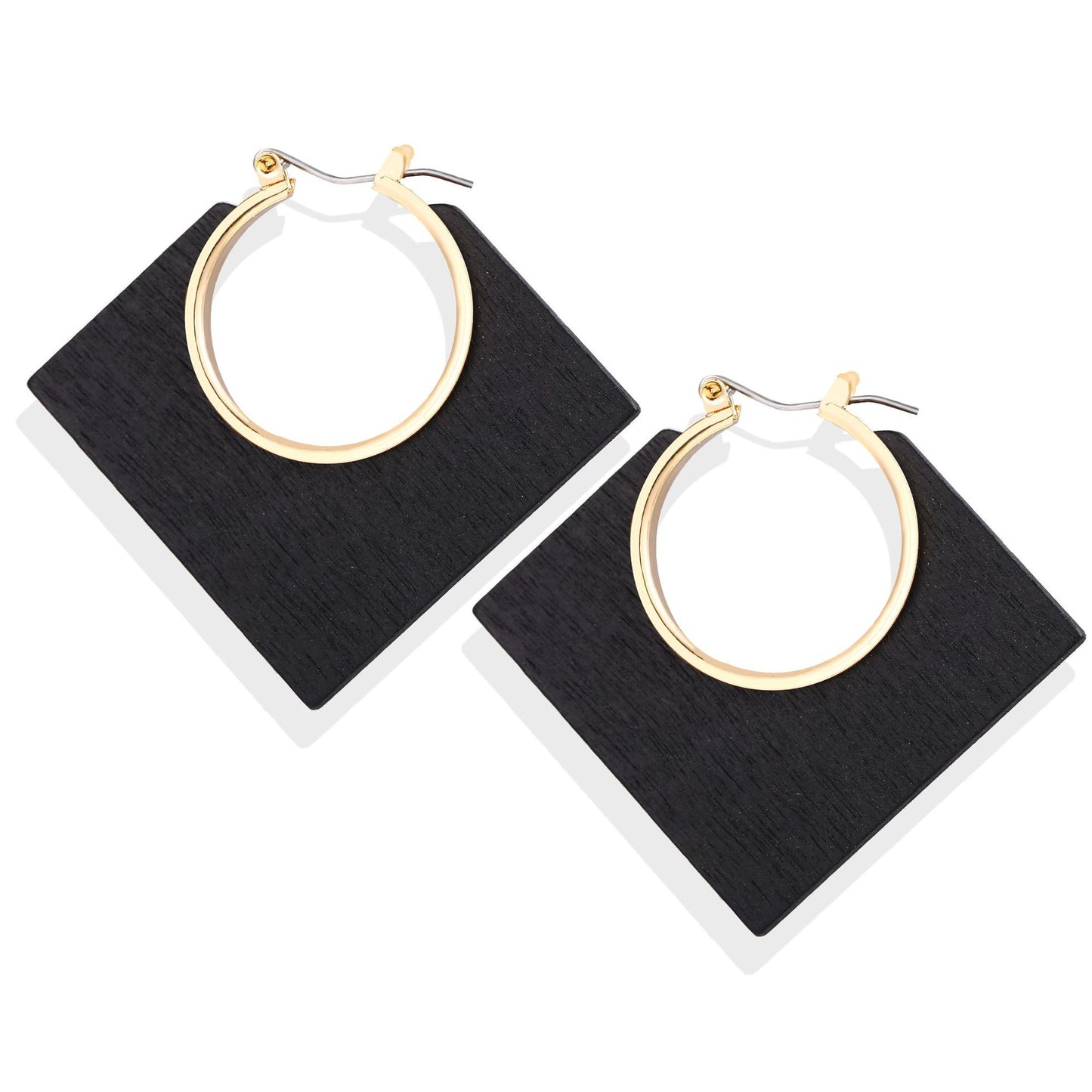 Geometric round wood contrast pendant