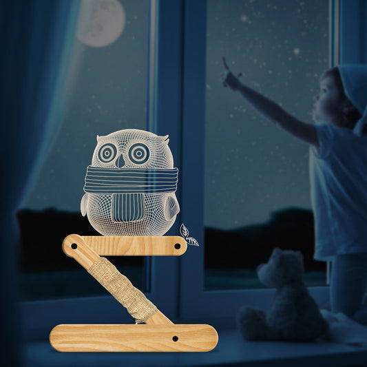 Creative owl wood lamp