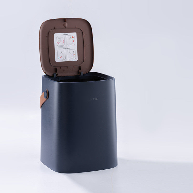 Household Wood Grain Press Type Trash Can With Lid