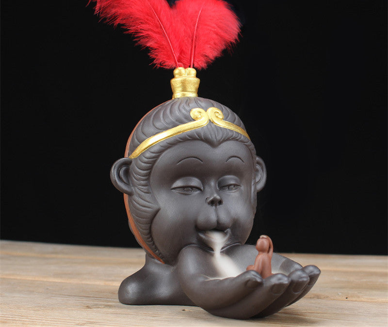 Monkey King Reflux Incense Burner Decoration Purple Clay Aroma Burner Ju Fangfeng