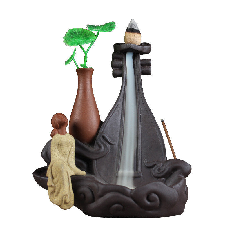 Backflow Incense Burner Ceramic Purple Sand Aroma Burner Sandalwood