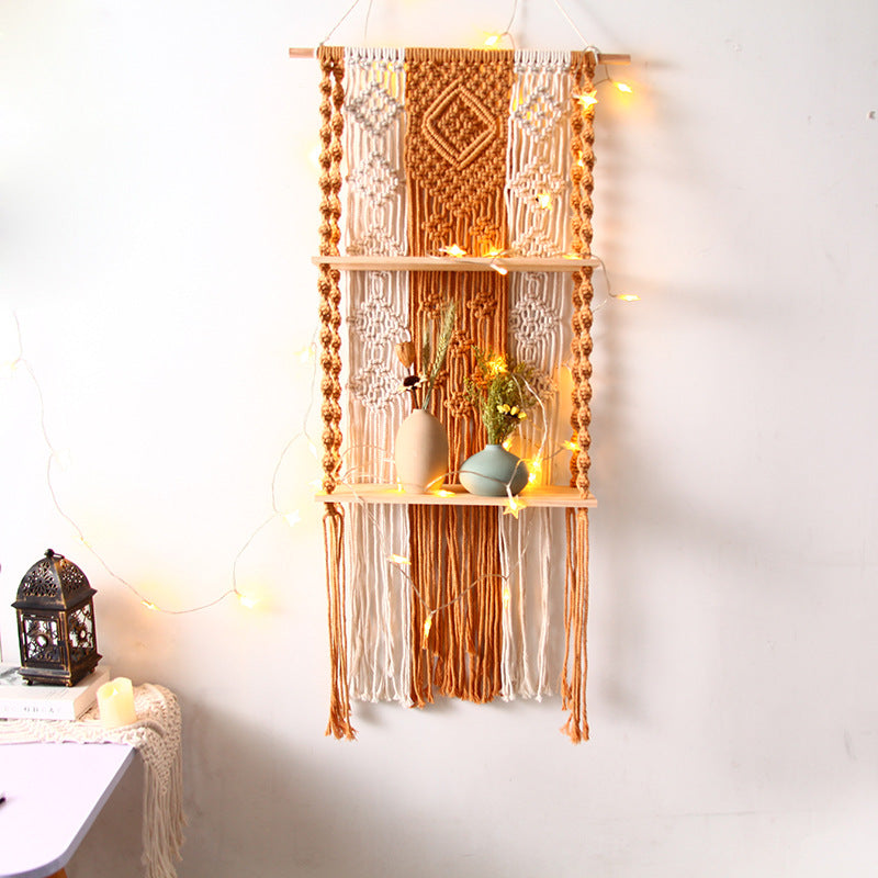 Bohemian Diy Wall Shelf Colored Cotton Tapestry