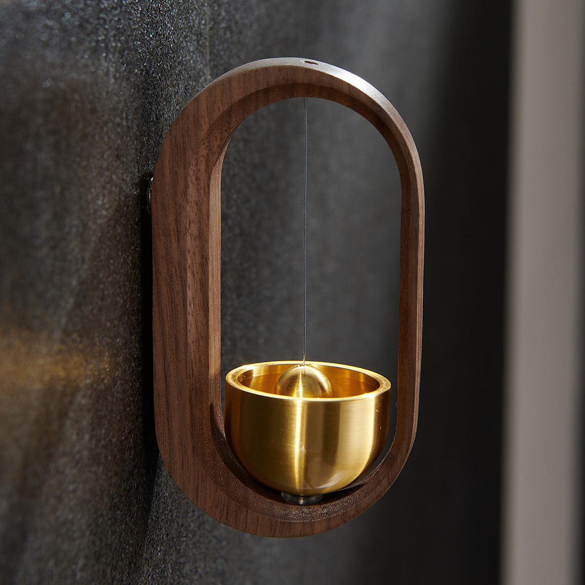 Solid Wood Wind Chime Walnut Pure Copper Bell Pendant