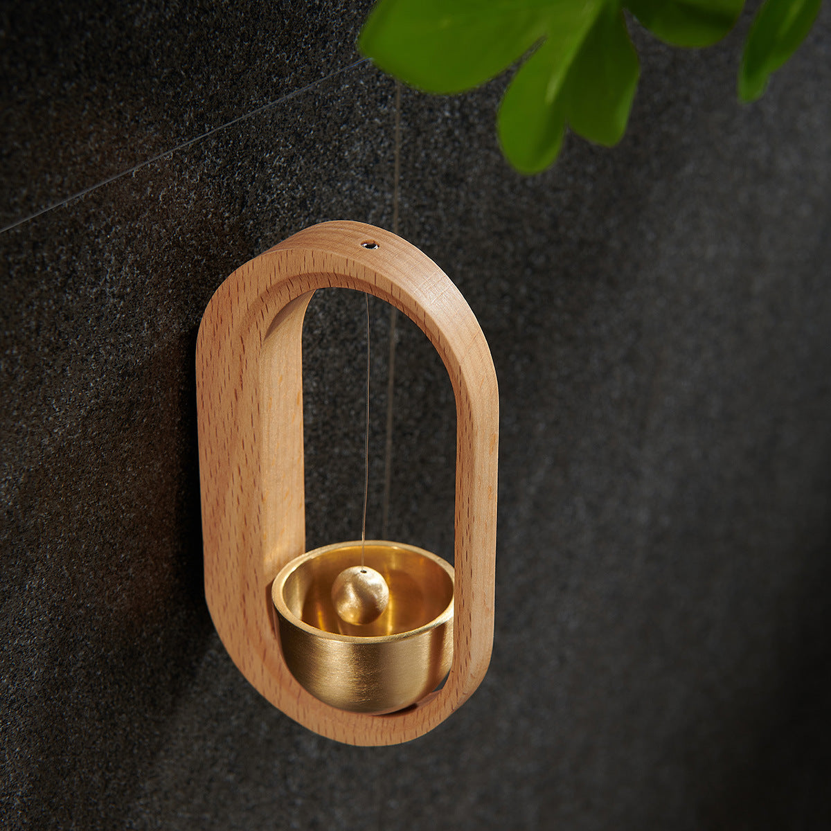 Solid Wood Wind Chime Walnut Pure Copper Bell Pendant