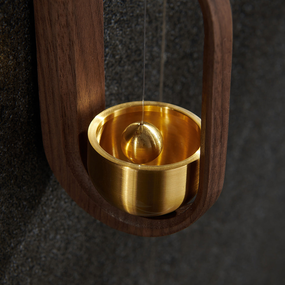 Solid Wood Wind Chime Walnut Pure Copper Bell Pendant