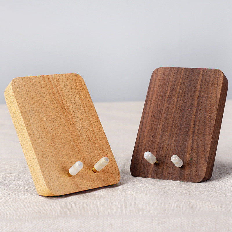 Compatible with Apple, Creative Solid Wood Mobile Phone Stand Desktop Ipad Tablet Stand Black Walnut Lazy Universal Simple Bedside Mobile Phone Holder