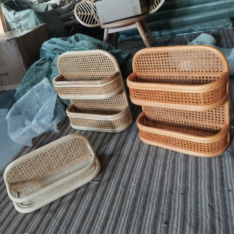 Rattan Wall Hanging Shelf Living Room Bedroom Bathroom Decoration Shelf Mini Storage Shelf