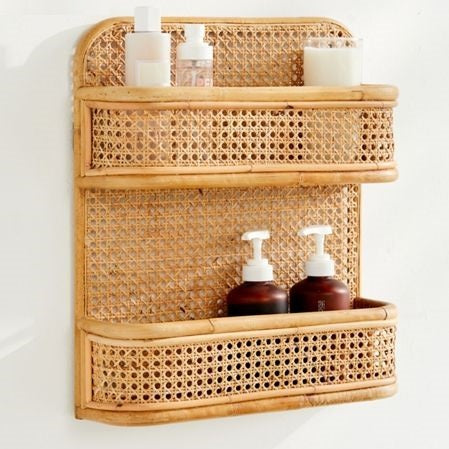 Rattan Wall Hanging Shelf Living Room Bedroom Bathroom Decoration Shelf Mini Storage Shelf