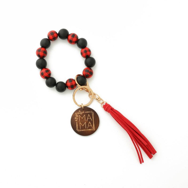 Leopard Wood Bracelet Beaded Spotted
