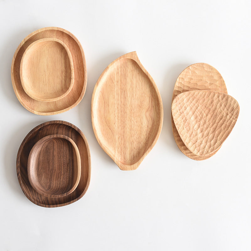 Solid wood tea plate