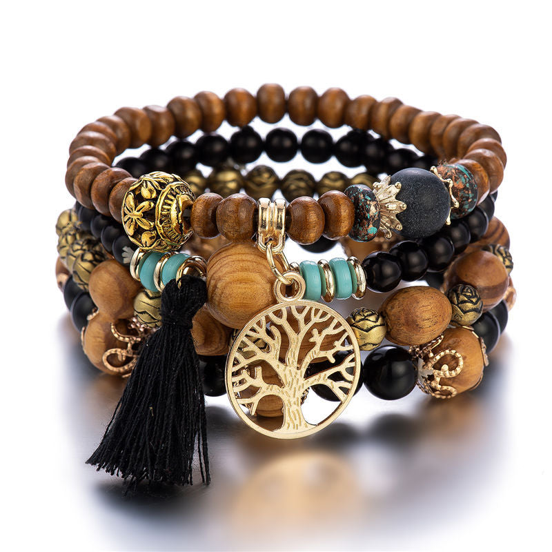 Boho Multilayer Wooden Stretch Bracelet