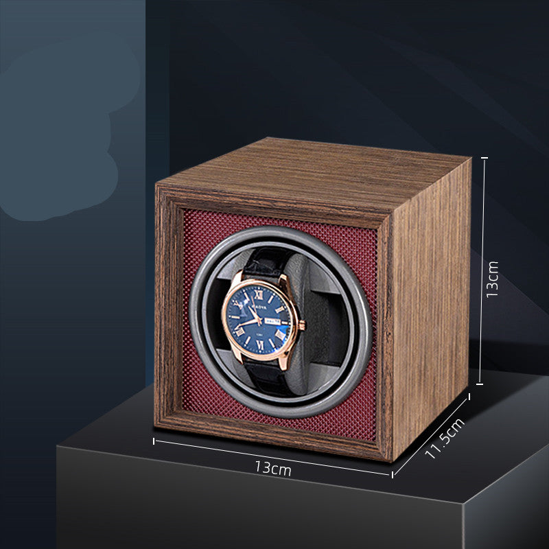 Vertical Solid Wood Leather Automatic Mechanical Watch Winder Turn Storage Box