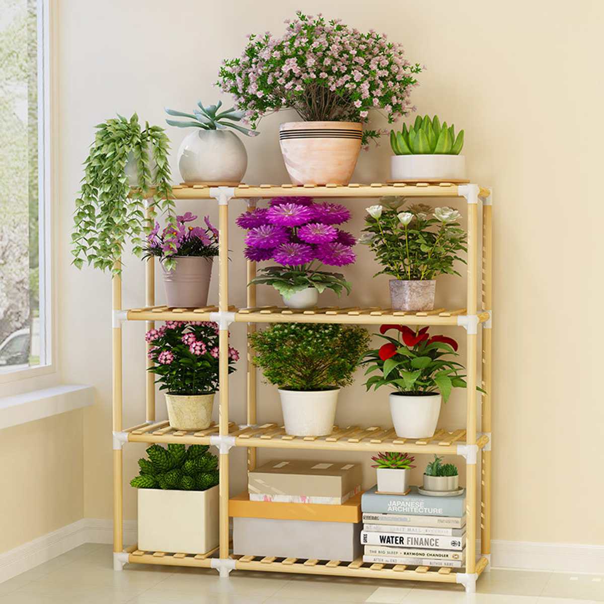 Planting area window sill wood flower frame balcony