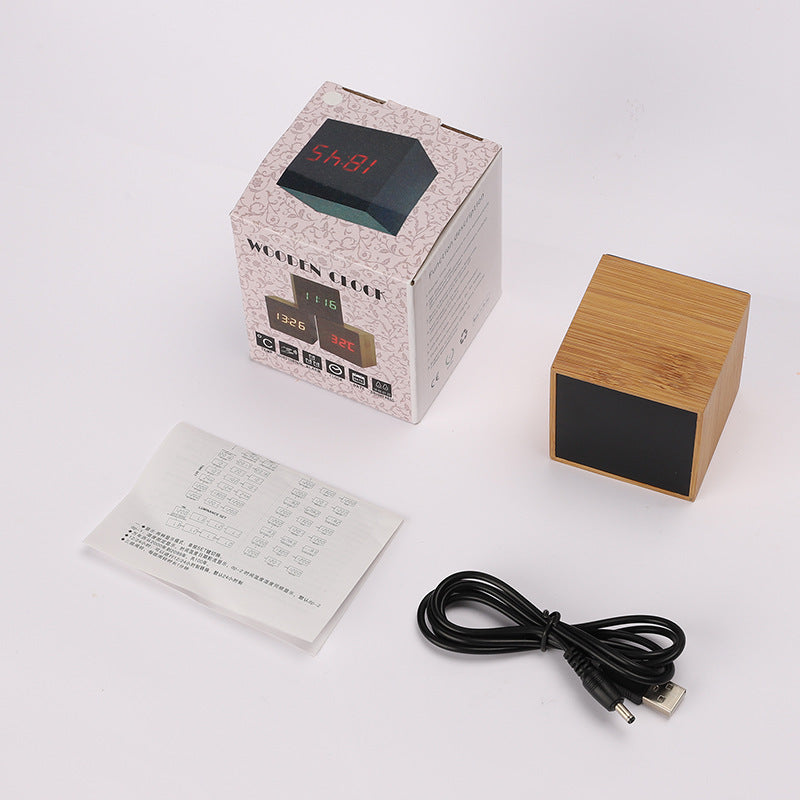 LED real wood alarm clock