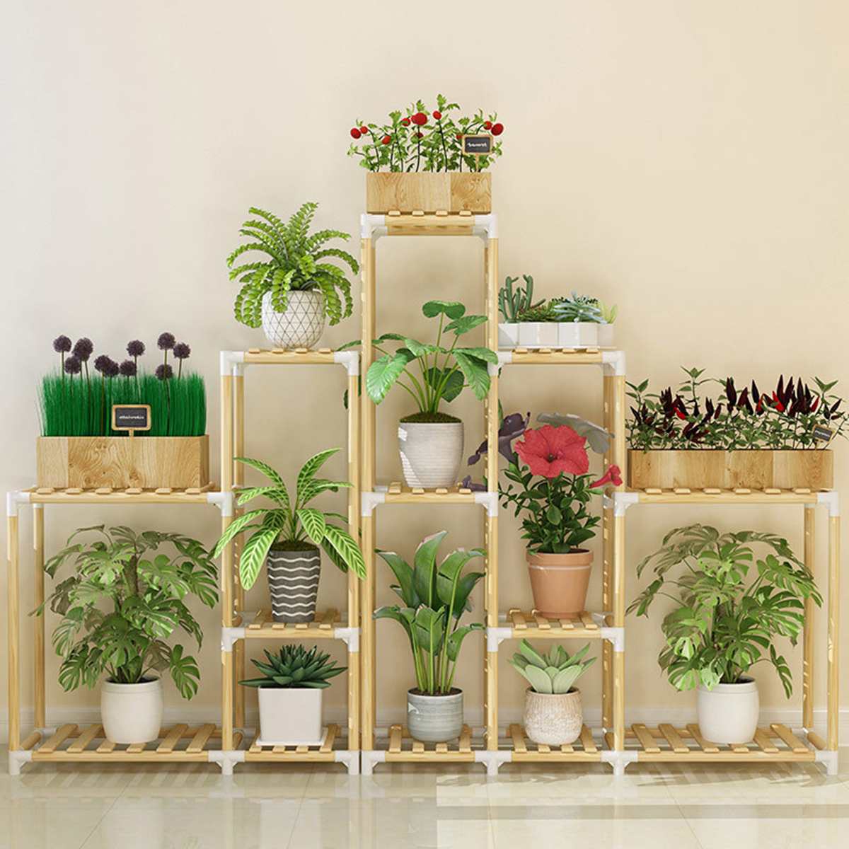 Planting area window sill wood flower frame balcony