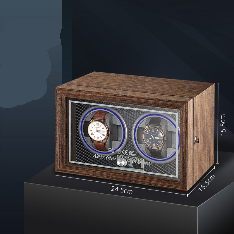 Vertical Solid Wood Leather Automatic Mechanical Watch Winder Turn Storage Box