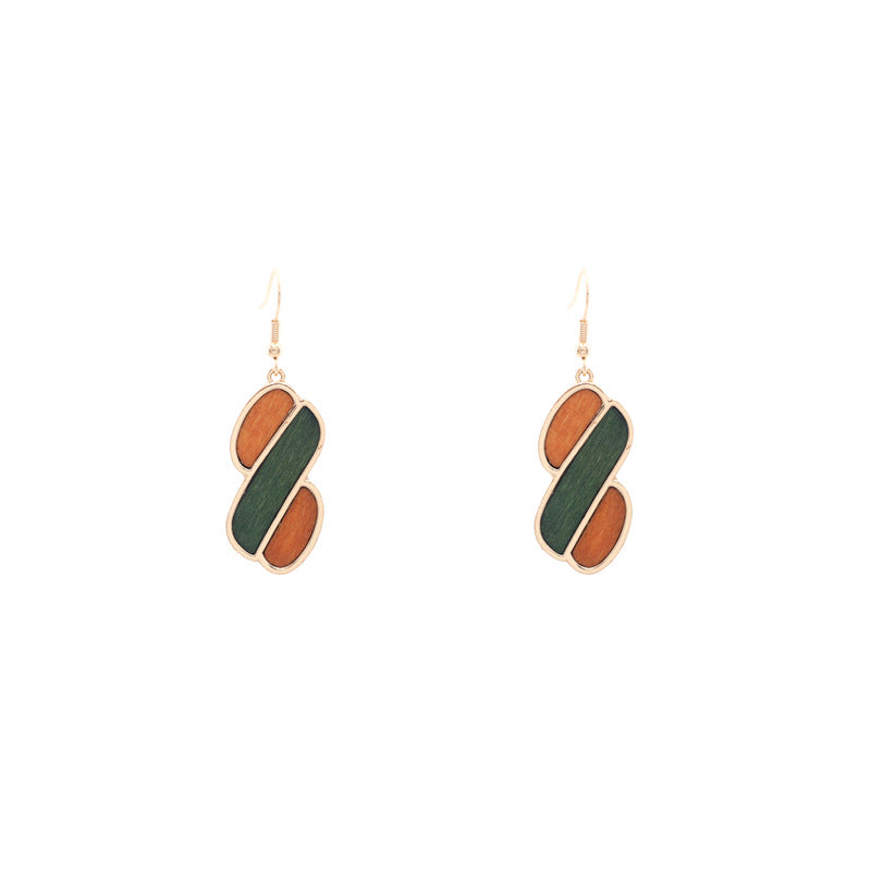 Hot Sale African Wood Earrings Geometric Contrast Color