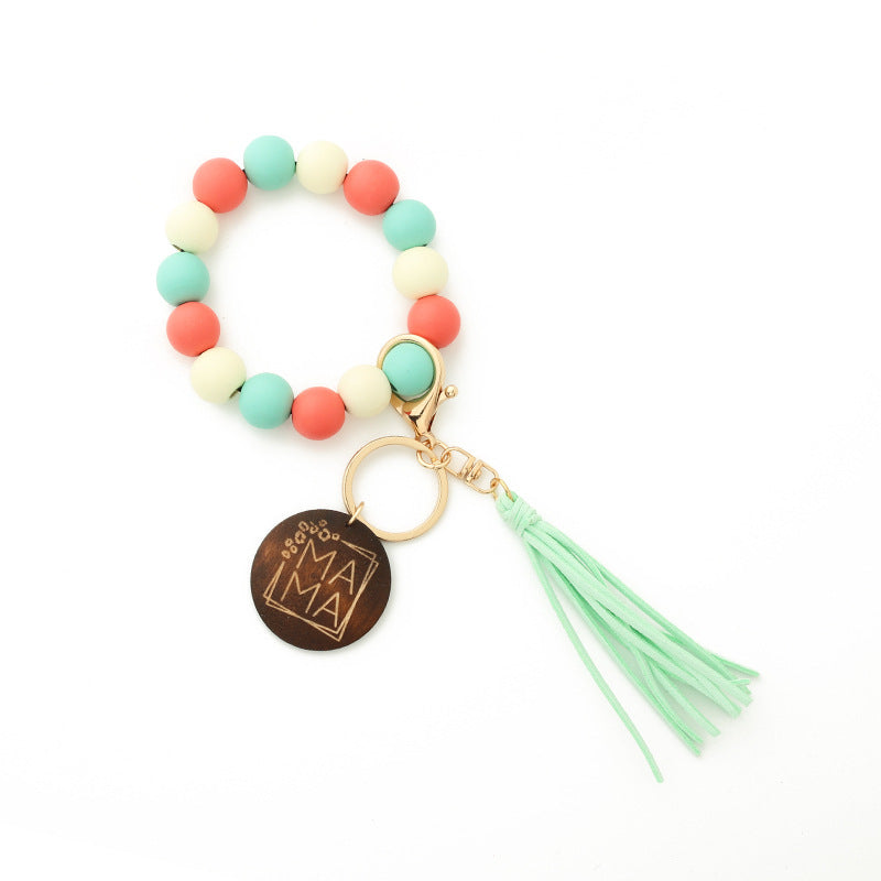 Leopard Wood Bracelet Beaded Spotted