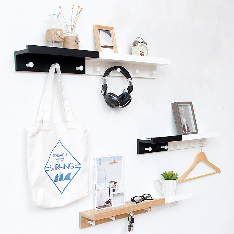 Creative word partition shelf wall hanging wall solid wood hook rack wall shelf