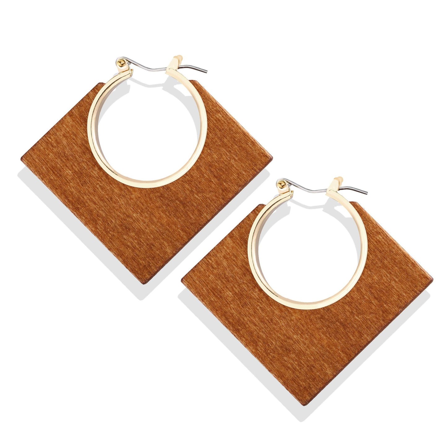 Geometric round wood contrast pendant