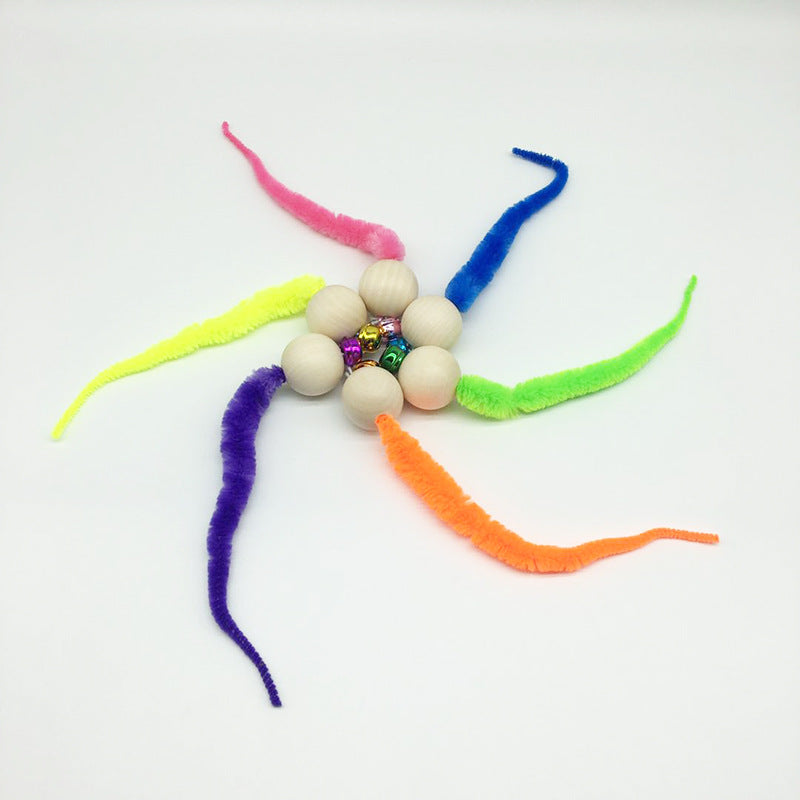 Pet Supplies Wooden Bead Bell Color Funny Cat Vocal Puzzle Cat Bug Toy