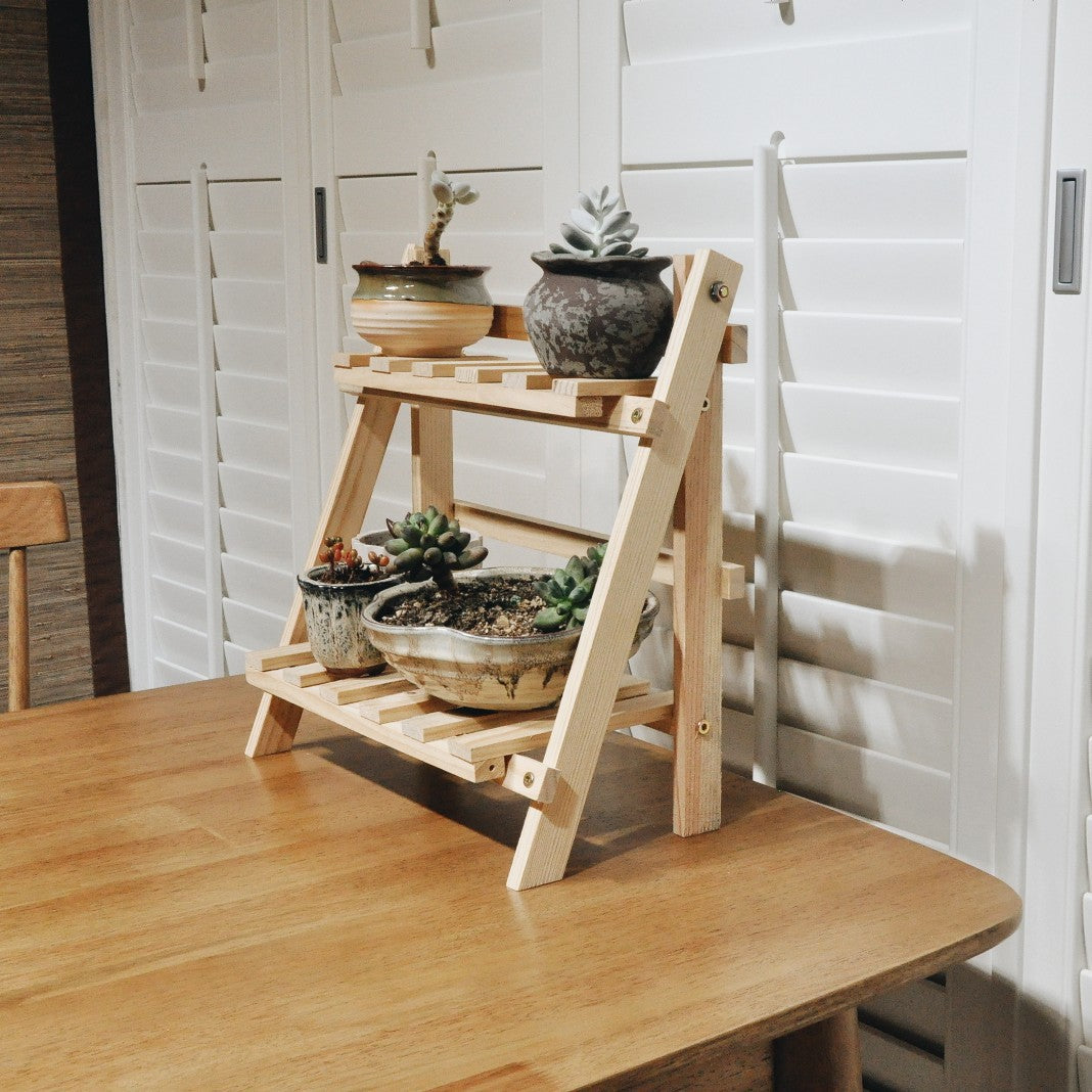 Solid Wood Multi-layer Color Plant Shelf