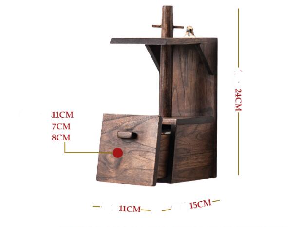 Solid Wood Retro Toilet Creative Roll Paper Holder