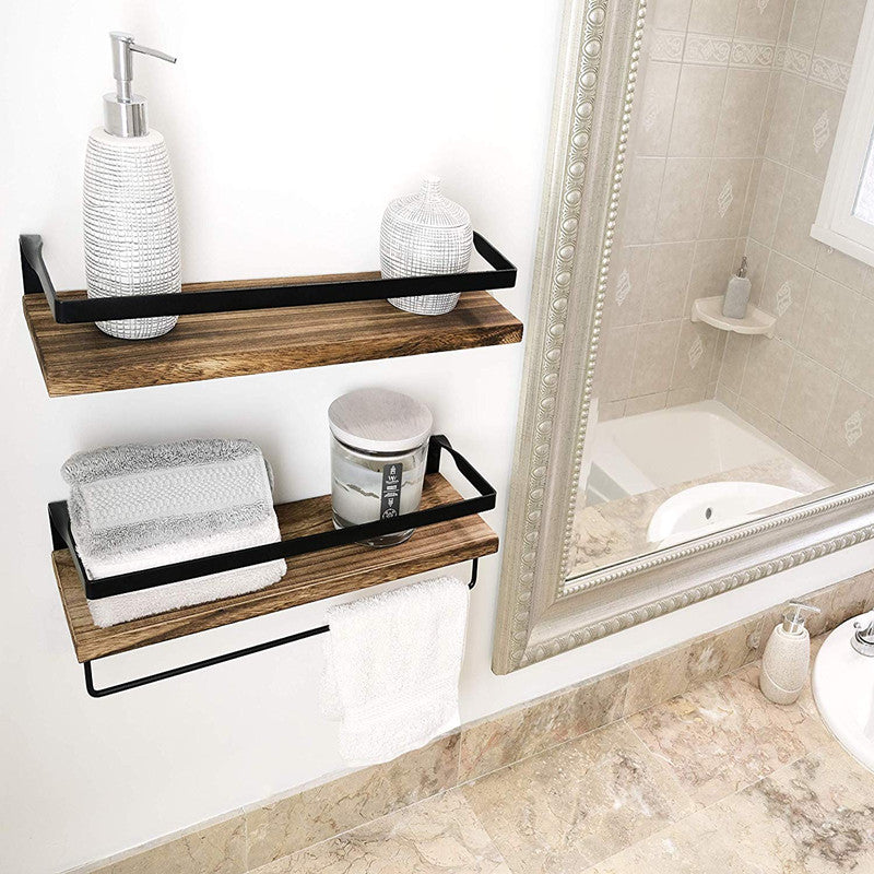 Suspended Wall Shelf Wooden Floating Shelf Bathroom Storage Shelf Kitchen Living Room Wall-mounted Partition