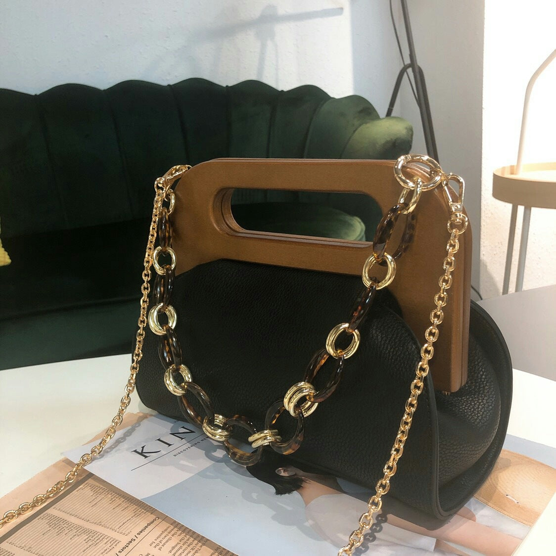 Acrylic wood clip bag