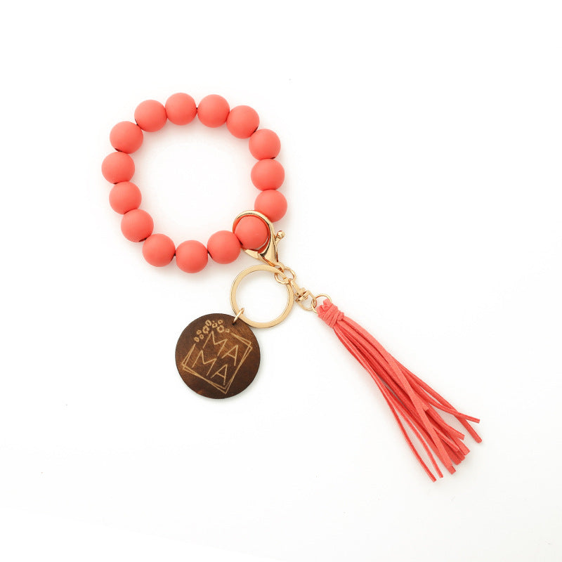 Leopard Wood Bracelet Beaded Spotted