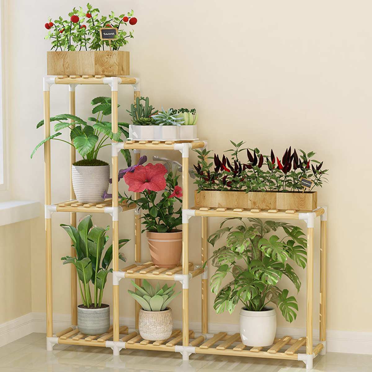 Planting area window sill wood flower frame balcony