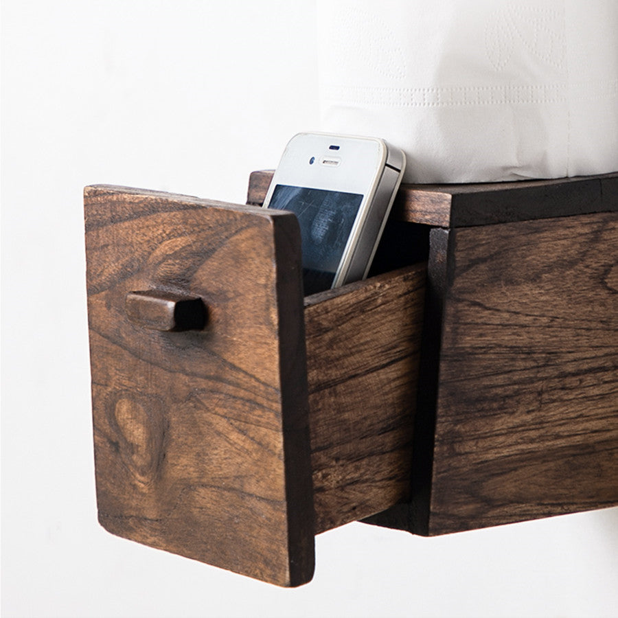 Solid Wood Retro Toilet Creative Roll Paper Holder