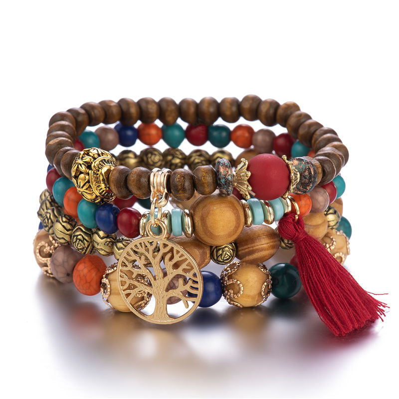 Boho Multilayer Wooden Stretch Bracelet