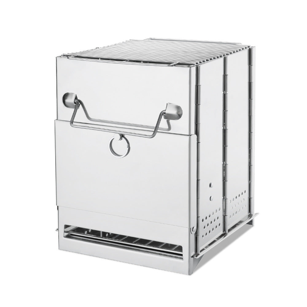 Outdoor Square Wood Stove Mini Stainless Steel Folding