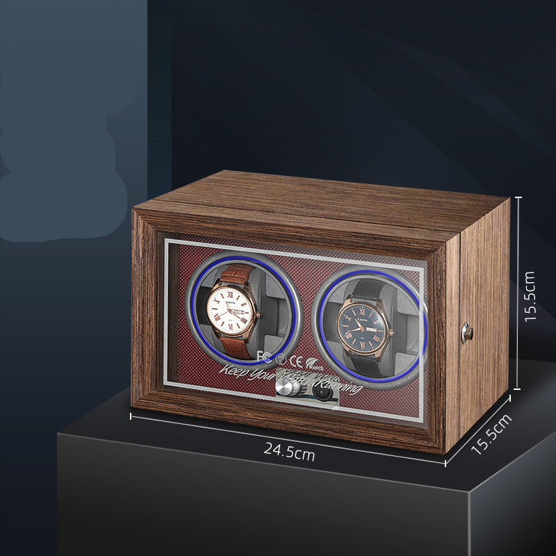 Vertical Solid Wood Leather Automatic Mechanical Watch Winder Turn Storage Box