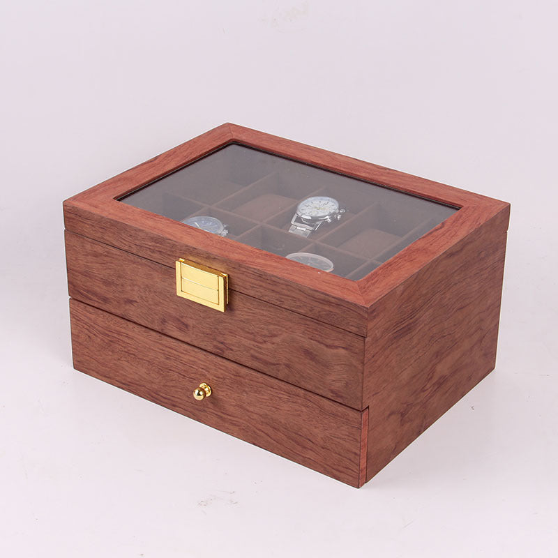 Antique Wood Double Deck Watch Jewelry Storage Box