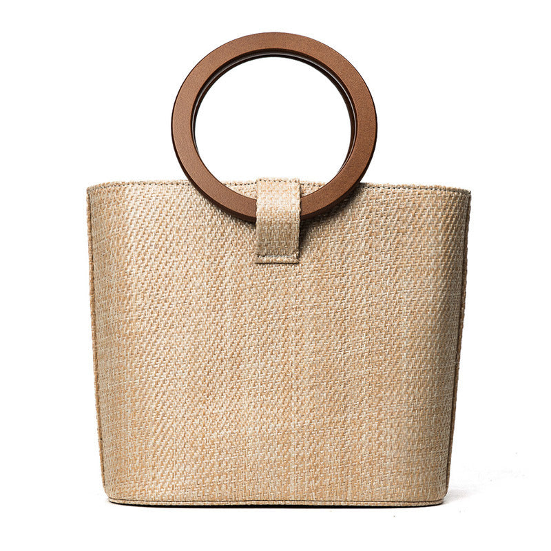 Woven solid wood handbag