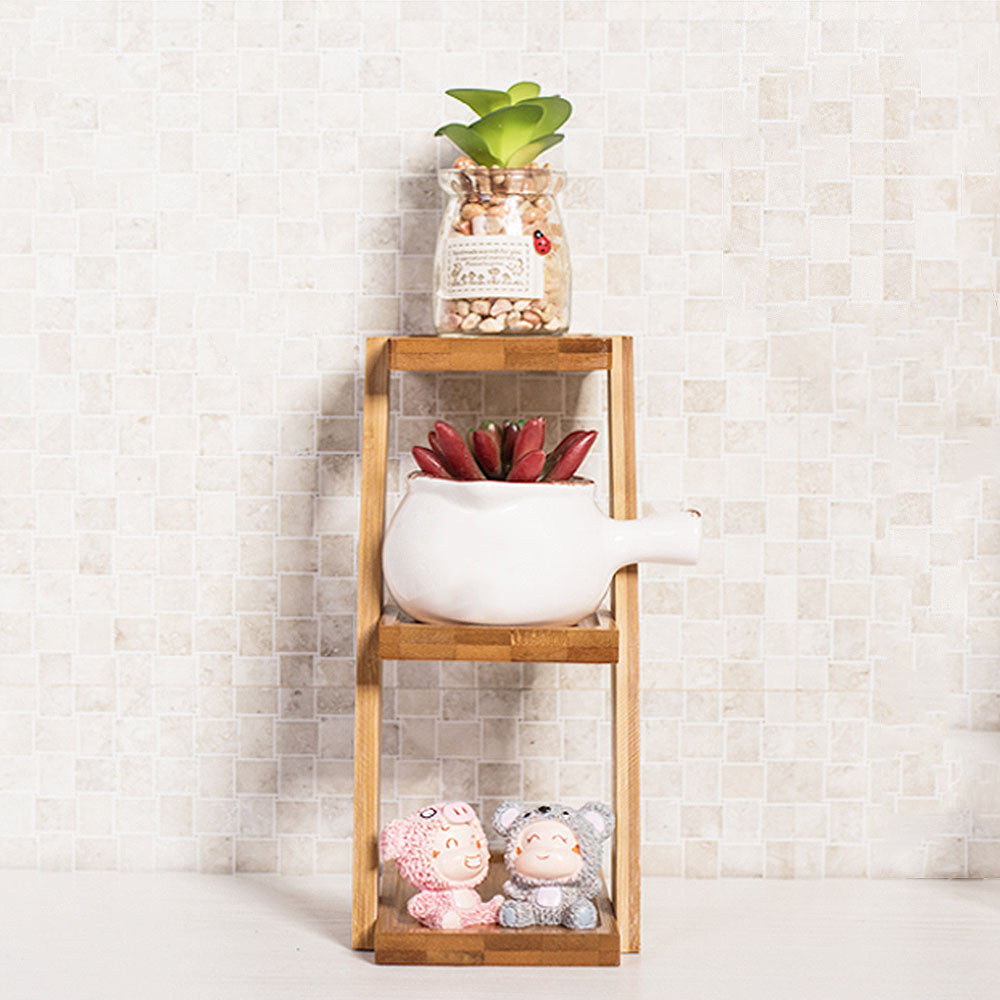 Succulent Potted Solid Wood Bay Window Flower Pot Shelf Storage