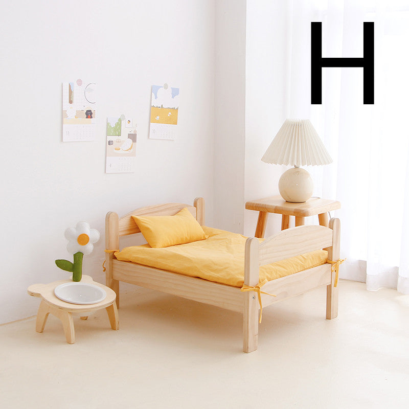 Pet Ceramic Bowl Wooden Stand Tall Cat Bowl Water Bowl