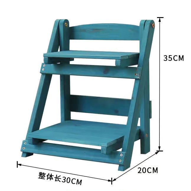 Two-story Folding Retro Style Shelf Desk