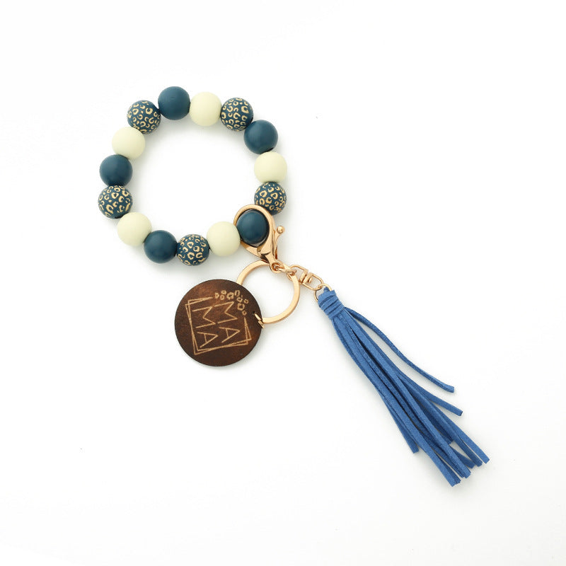Leopard Wood Bracelet Beaded Spotted
