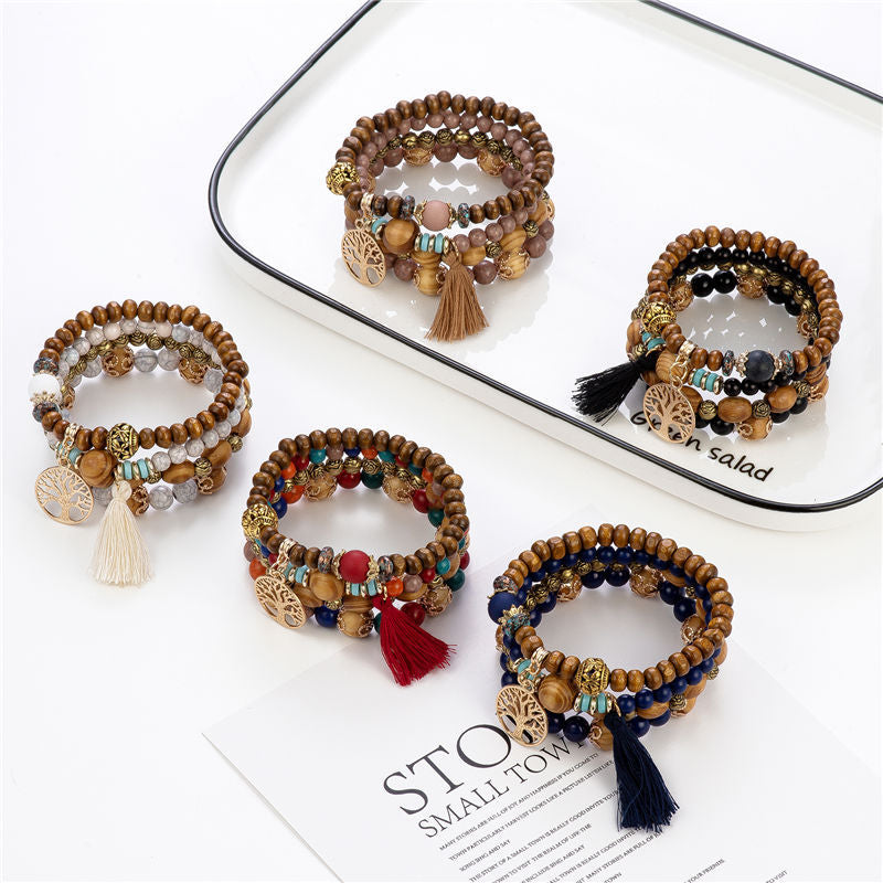 Boho Multilayer Wooden Stretch Bracelet