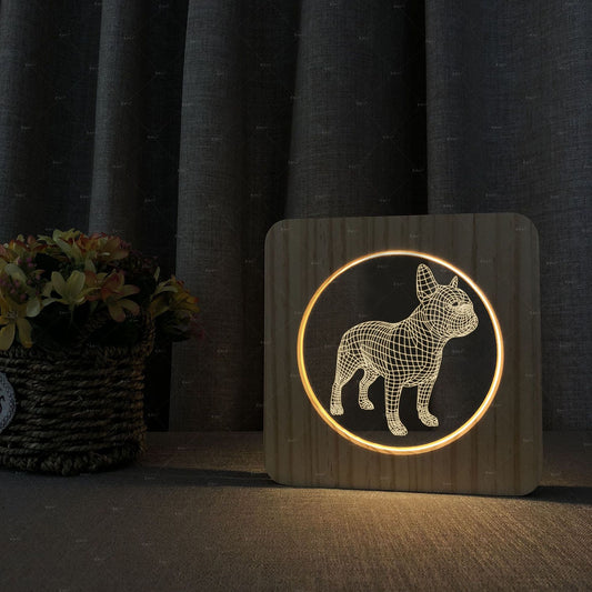 Bulldog 3D modeling wood acrylic lamp